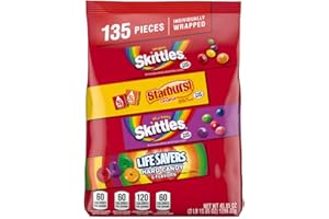 Wrigley's SKITTLES Original,Wild Berry STARBURST & LIFE SAVERS Hard Candy Fun Size Fruity Candy Assortment, 135 Ct Bulk Bag