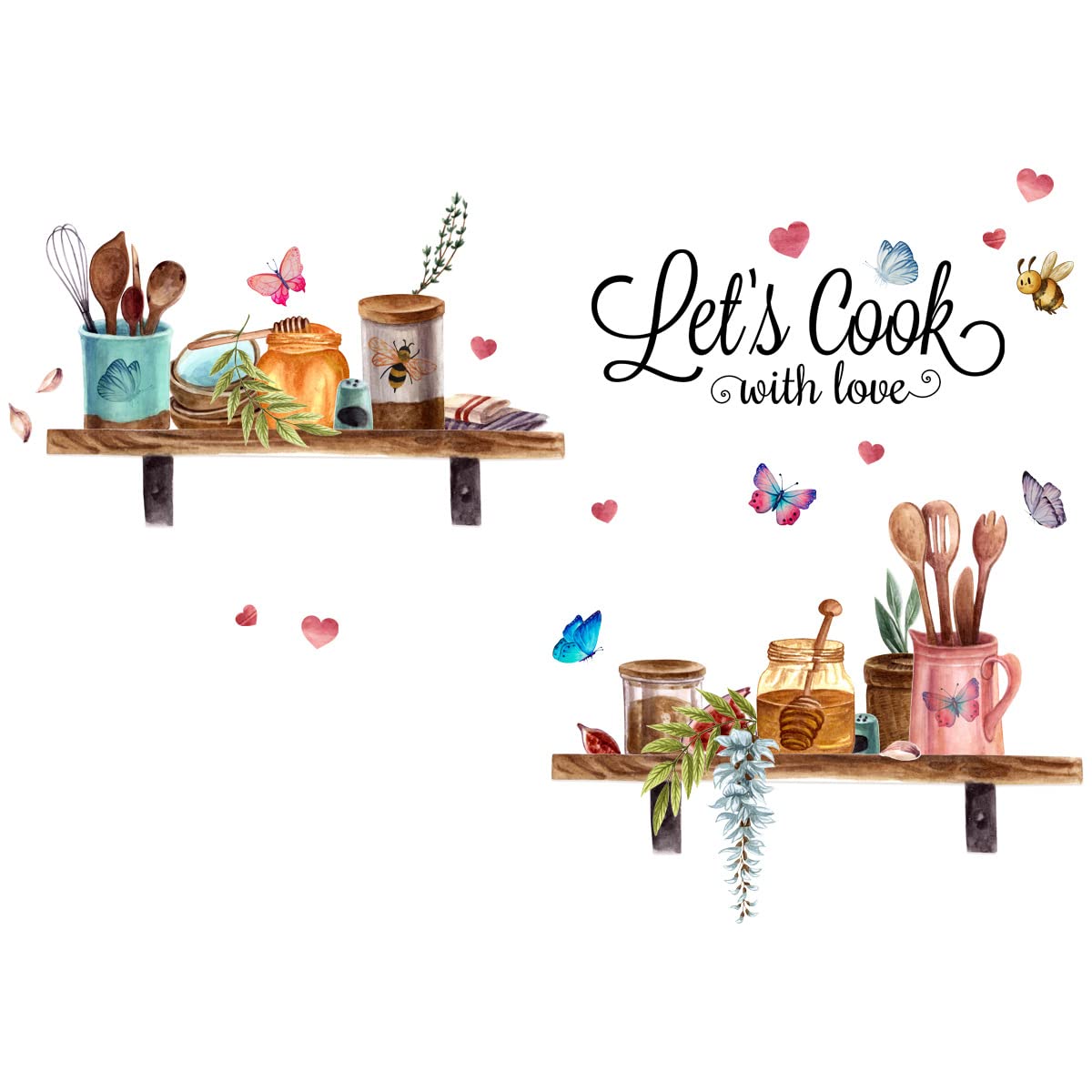 YiYao Multicolor Cartoon Kitchen Wall Sticker, Waterproof, 3D Effect, Smooth Surfaces (Walls, Glass, Ceramic, etc.), Vinyl, Kid, Wall Sticker