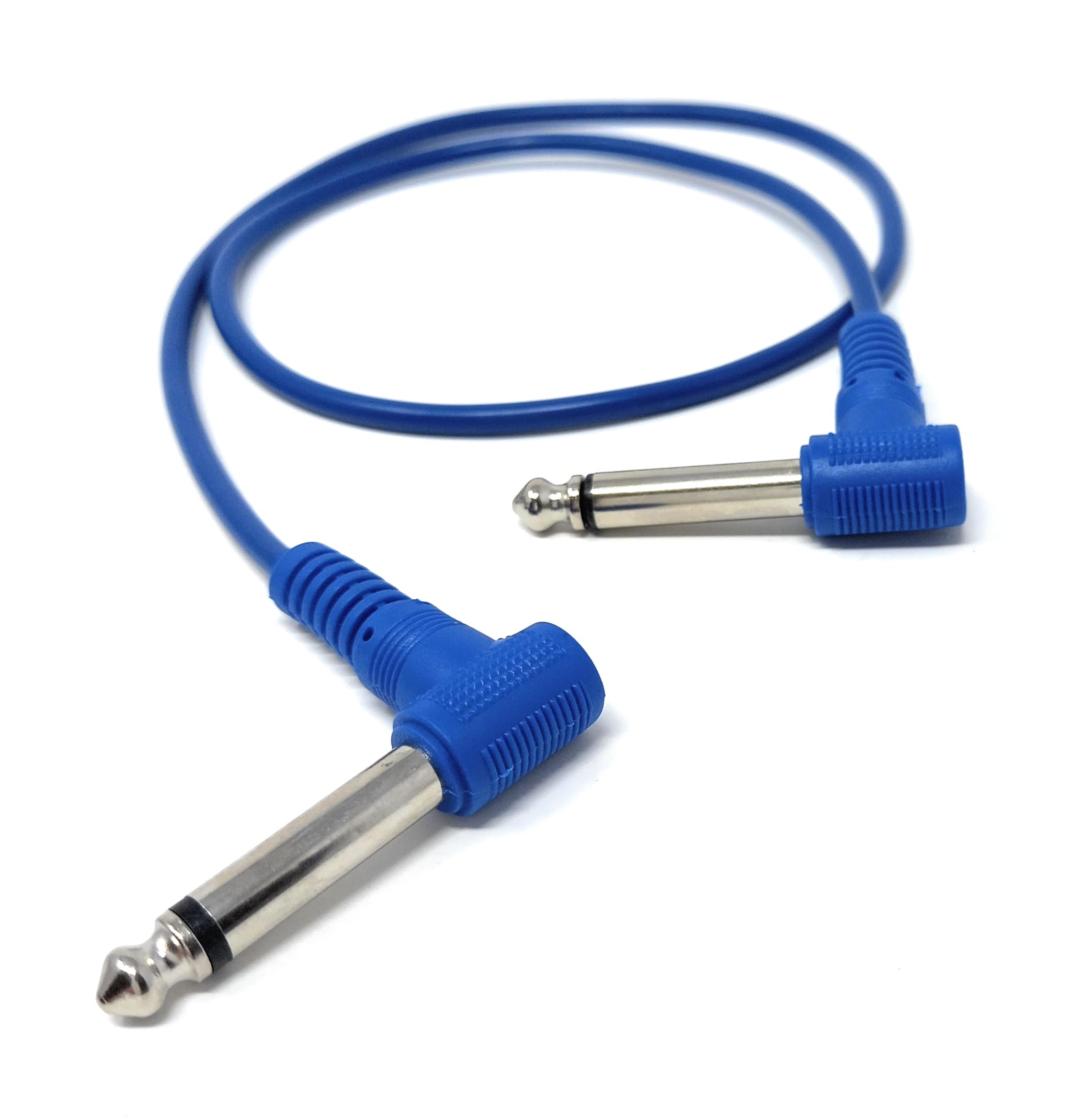 DRUT 0.6m 6.35mm 1/4" TS Mono Jack to Jack Plug Lead for Guitar, Amplifiers, Music Instruments, Speakers, Microphone Cable Dual Right Angle, Blue 2ft