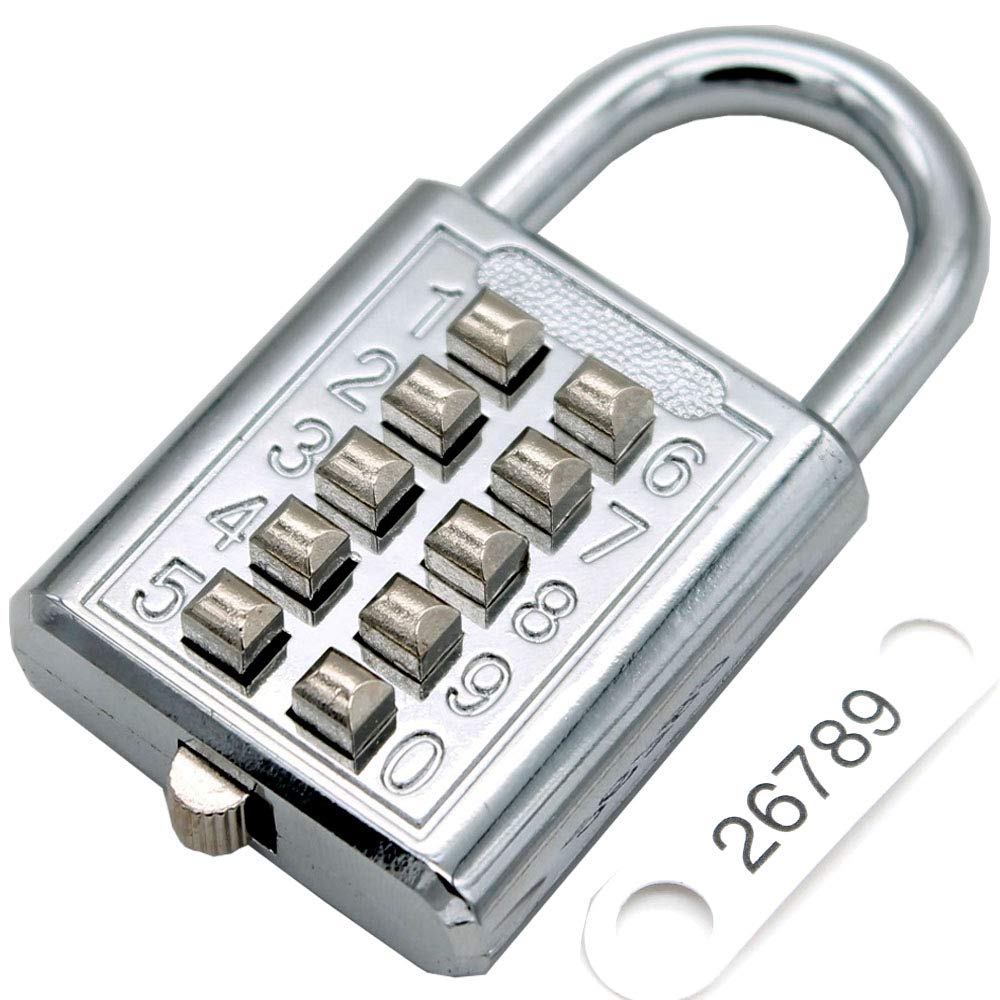MIONI 10 Digit Push Button Combination Padlock, 5 Digit Locking