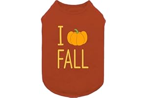 Fitwarm I Love Fall Dog Shirt, Thanksgiving Outfit for Small Dogs Boy Girl, Pet Clothes, Brown, Orange, Yellow, Small