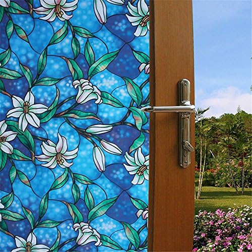Cyber Roll Window Film No Glue Frosted Privacy Static Self-Adhesive Cling Stained Glass Decoration Membrane 35.5-by-78.7-Inch