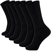+MD Crew Socks for Men 6 Pairs, Viscose Bamboo Socks, Mens Dress Socks with Soft Cushioned, Smell Control, Black White