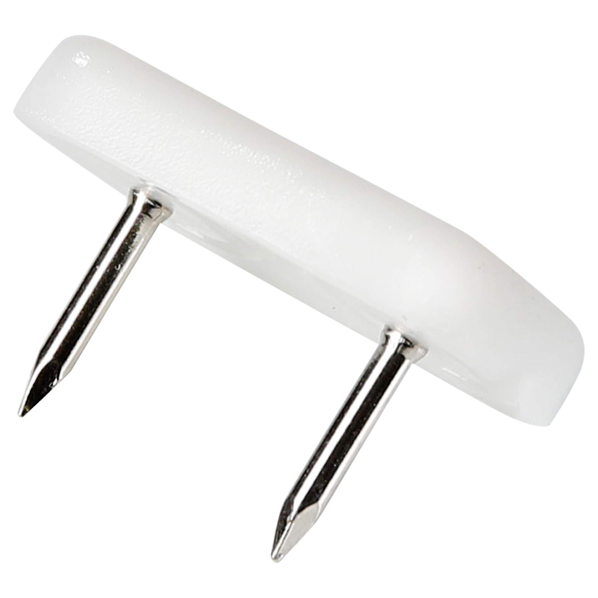 Adsamm® / 100 x Glides in plastic with nail | 0,71'' x 1,18'' (18x30 mm) | white | angular | Premium quality furniture sliders with nail by Adsamm®