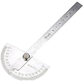 Nortools Protractor - Angle Finder Stainless Steel 0-180&deg; Round Head Adjustable Protractors Ruler Woodworking Machinist Craftsman Ruler Machinist Tools(10 cm/ 3.94 Inch)