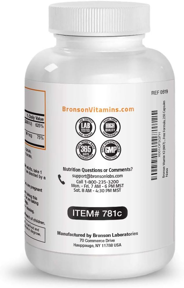 Vitamin K2 (MK7) with D3 Supplement Bone and Heart Health Non-GMO Formula 5000 IU Vitamin D3 & 90 mcg Vitamin K2 MK-7 Easy to Swallow Vitamin D & K Complex, 250 Capsules: Health & Personal Care