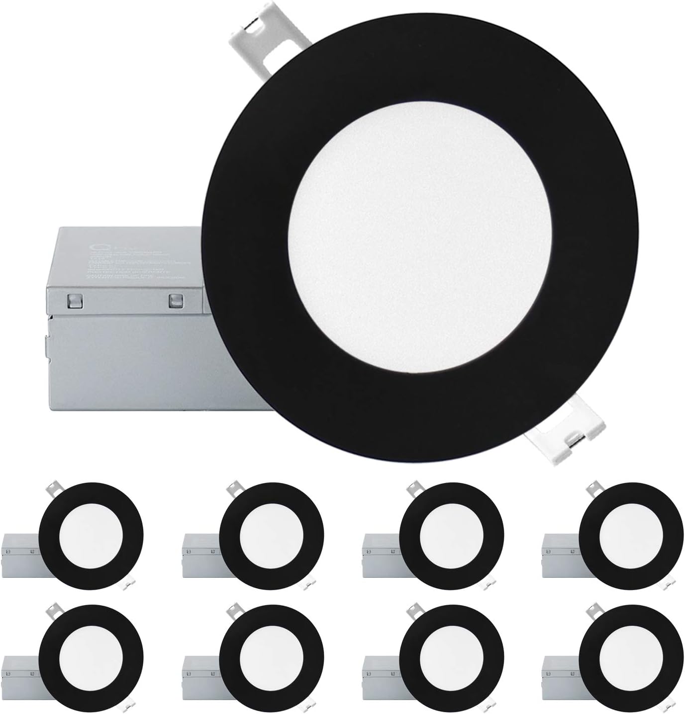 Pack of 8 QPLUS 10W (=75W) 4 Inch Slim Recessed LED Pot Lights with