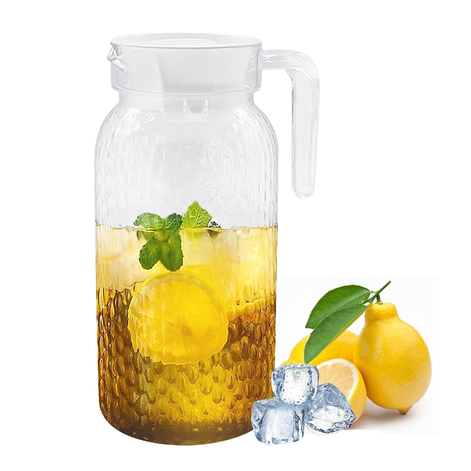 Aleker 1 Litre Water Jug with Lid, Plastic Pitcher Jug,Transparent Water Jug for Fridge, Reusable Juice Jug with Lid & Handle & Vented Spout, Can with Lid for Juice Milk Iced Tea