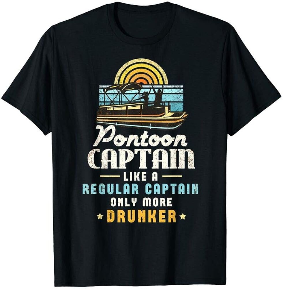 Pontoon Captain Shirts for Men Like A Regular Captain TShirt Black 3XL