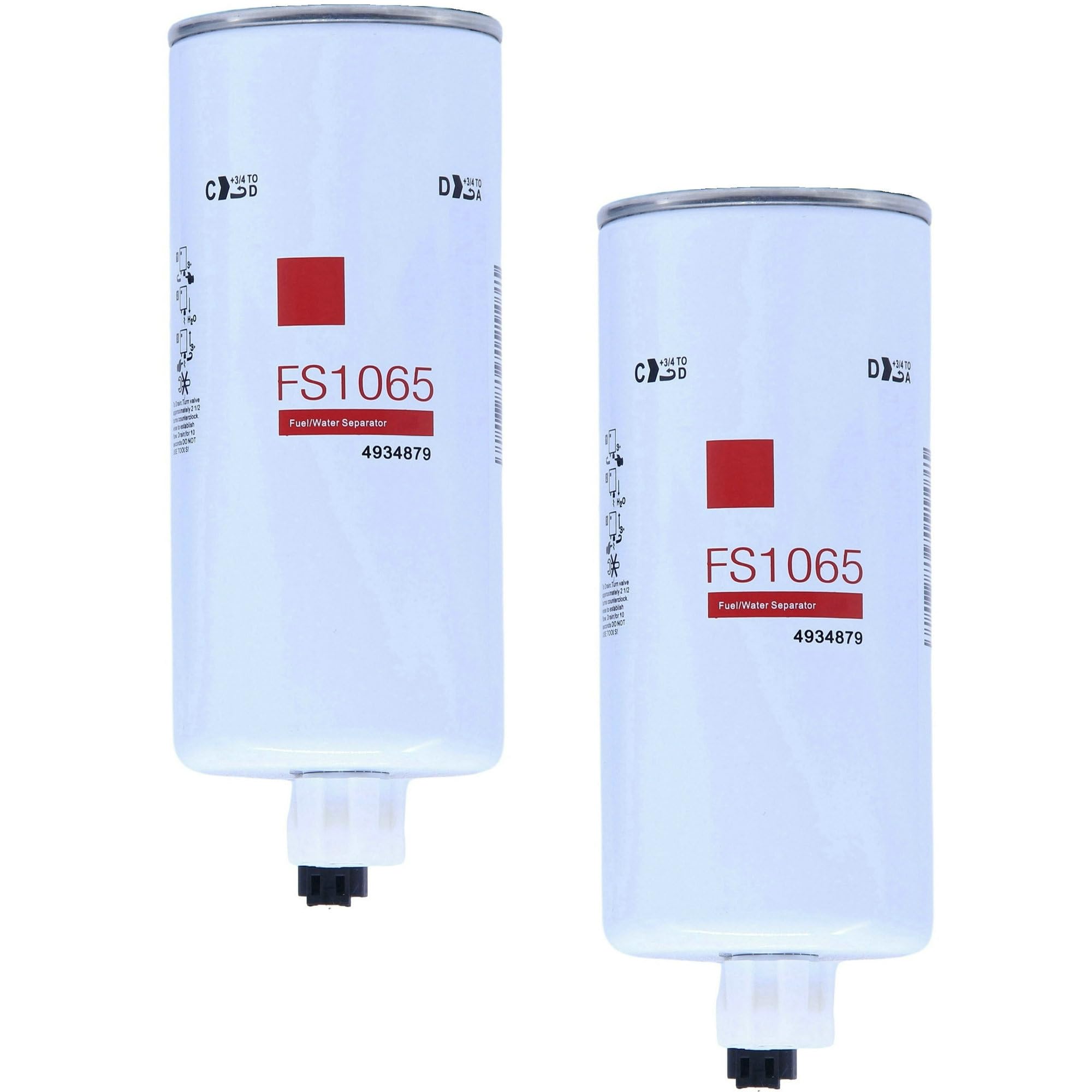 Photo 1 of 2 Pack of FS1065 Water Separator Fuel Filter (10 micron) Replaces 4934879, 4070801, FS1003, P551103, FS19596, BF1293-SPS, BF1378-SPS, 33406, 33604, 33965, 3406889 Fits Freightliner Kenworth Peterbilt