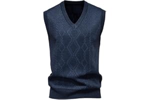 Mens V-Neck Knitted Sweater Vest Solid Plain Sleeveless Pullover Knitwear Loose Fit All Match Sweater Tops
