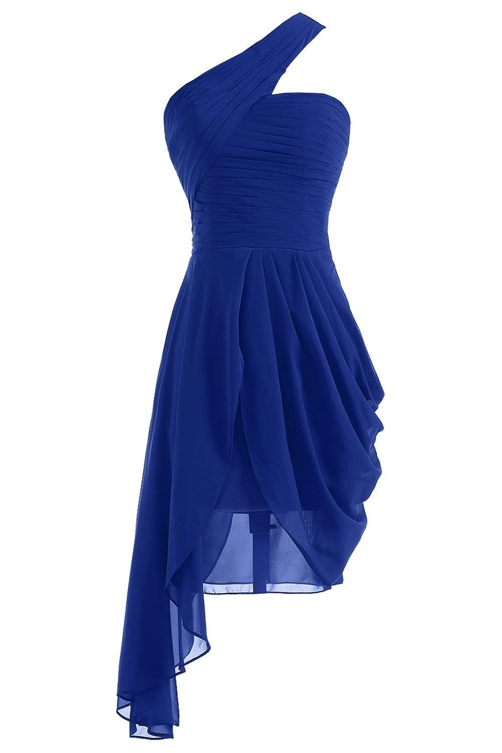 Miranda's Bridal Women's One Shoulder Plated Chiffon Short Bridesmaid Dress