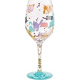 Enesco Lolita Meow it Up Cats and Hearts Hand-Painted Artisan Wine Glass, 15 Ounce, Multicolor