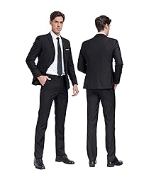 Datysum Men Suit 2 Piece Black Tuxedo Prom Blazer