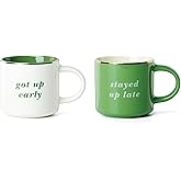 kate spade new york Got Up Early & Stayed Up Late, Mugs, Set of 2, Green