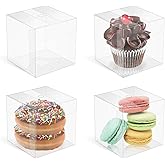 XINHPKGG 50pcs Clear Favor Boxes 3x3x3 Inch Clear Chocolate Bomb Boxes Small Gift Box Cupcake Box for Birthday Wedding Party