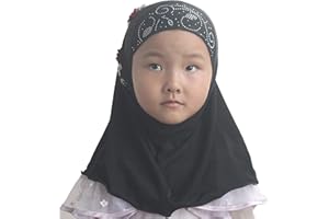 Modest Beauty Instant Hijab for Kids Girls Hijabs Muslim Islamic Head Scarf with Rhinestone and Flowers