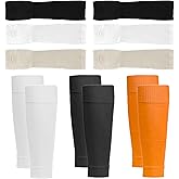 3 Pairs Calf Compression Sleeve, Footless Compression Socks, Comes with 3 Pairs of Sleeves, Suitable for Runners, Football Players and Cyclists Unisex (Black, White, Orange, One Size)