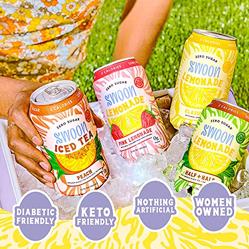 Swoon Lemonade & Iced Tea Variety 12 Pack 3 Cans of Classic Lemonade, Pink Lemonade, Peach