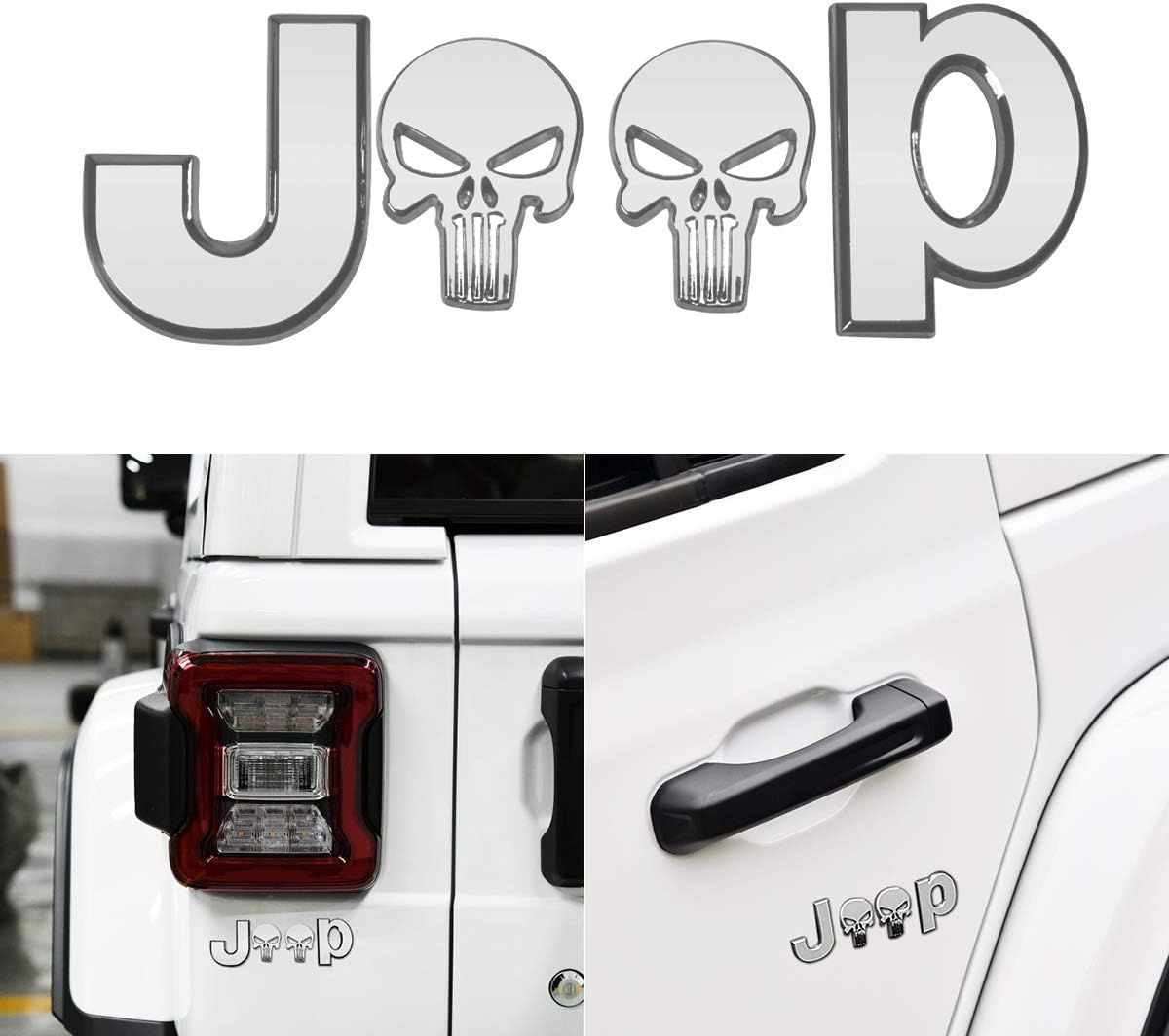 MLING Car Metal Emblem Sticker Side Rear Trunk Decal Badge Compatible for Wrangler Renegade Compass Grand Cherokee (Silver)