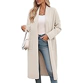 Saodimallsu Womens Extra Long Cardigan Sweaters Oversized Chunky Knit Open Front Long Sleeve Casual Duster Coat with Pockets