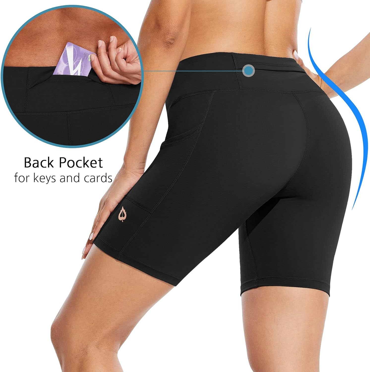 BALEAF Women's 7" Long Compression Running Shorts High Waisted Yoga Biker Shorts with 3 Pockets: Clothing