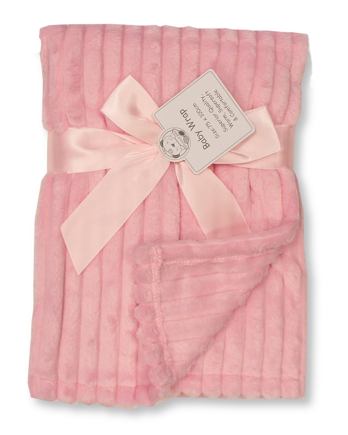 Baby Coral Fleece Wrap Blanket - Stripes (Pink)