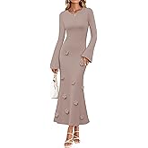ZESICA Winter Wedding Guest Sweater Dresses for Women 2026 Elegant Formal Long Sleeve Cocktail Midi Dress