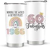 kdxpbpz 60th Birthday Gifts for Women, 1966 60th Birthday Decorations for Woman, 60 Year Old Gift Ideas, Turning 60, 20 oz Stainless Steel Vacuum Insulated Tumblers