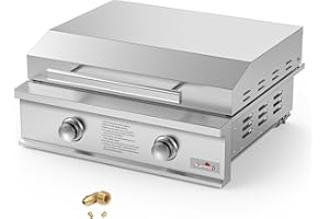 Stanbroil 28-Inch Premium Built-In Natural Gas Griddle for Outdoor Kitchen Grill, Durable Stainless Steel 2-Burner Flat Top Grill with Lid for BBQ Island, 34,000 BTUs