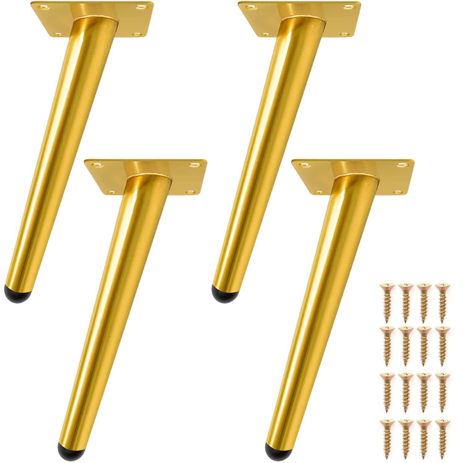 JinPhon Pack of 4 Gold Furniture Feet 20 cm Replacement Furniture Feet Metal