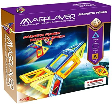 20 Pieces Mini Magnetic Building Blocks Toys Set, Educational Magnet Bricks Tiles Construction Stacking Kit For Kids (20 Pieces)