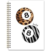 NaZaUK Trendy Preppy Leopard Spiral Notebook,Spiritual Journal for Women, Leopard Print Gifts for Women, Cheetah Print Notebook, College Ruled Spiral Notebook,Vintage 8 Ball 5.5 x 8.3