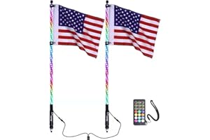 Beatto 2PCS 5FT(1.5M) RF Remote Control RGB LED Whips Light with Dacning/Chasing Light LED Antenna Light for Off- Road Vehicle ATV UTV RZR Jeep Trucks Dunes. (5FT-2PCS)