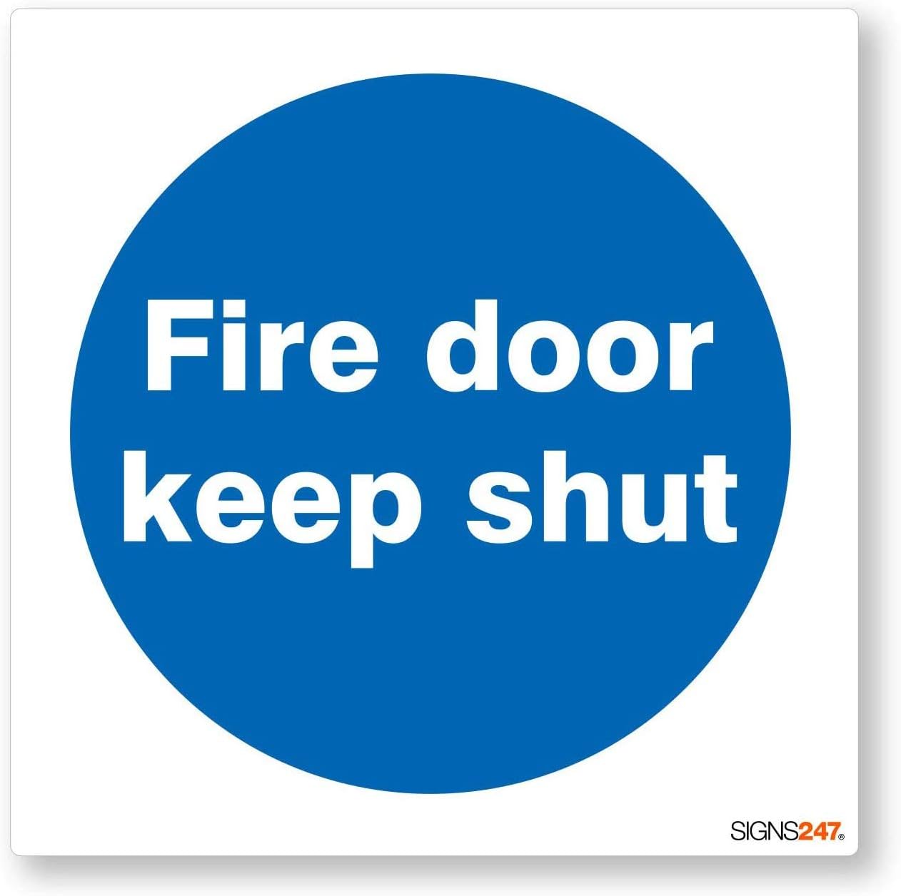 2 Pack Fire Door Safety Signs - Fire Door Keep Shut Stickers Self Adhesive Vinyl Stickers - 80mm x 80mm, White, 80 x 80 mm