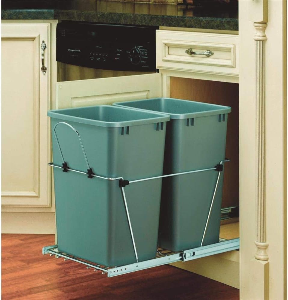 Rev-A-Shelf - Contenedor doble de residuos (35 cuartos), color plateado