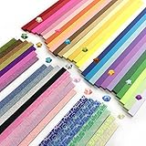 Wartoon 1900 Sheets 3 Styles 49 Colors Origami Stars Paper Double Sided and Luminous and Glitter Paper Set