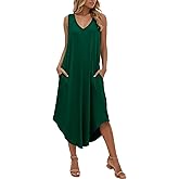 Pylnily Women's Summer Dresses Casual Sleeveless Maxi Dresses V Neck Loose Sundress Long Dress with Pockets
