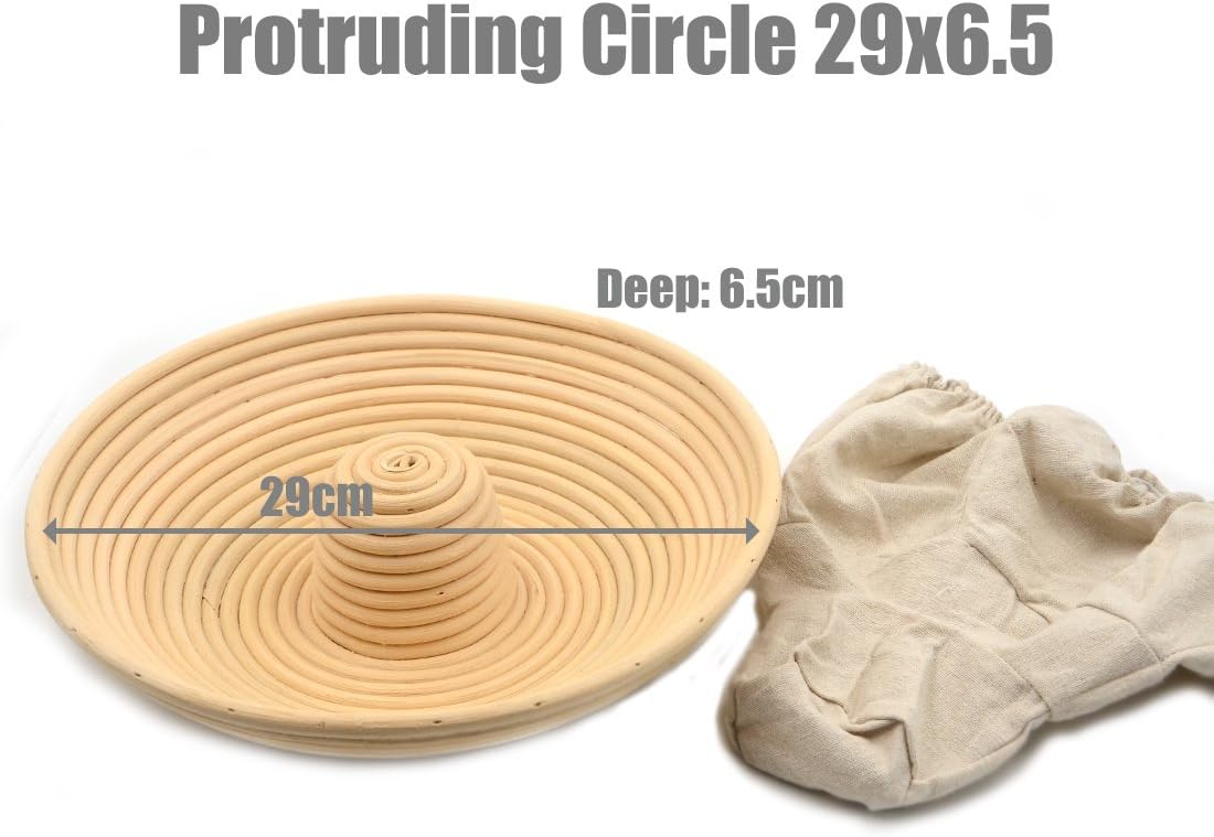 AngelaKerry 1pcs 29x6.5cm (1.1" Diameter) Ring Round Banneton Brotform Circular Ring Bread Proofing Basket Handmade + Cloth Liner