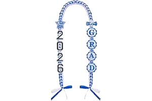 Fjgyjt 2026 Graduation Ribbon Lei Necklace Set Braided Blue White Leis with DIY Letter Pattern Pins for High School College G