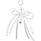 Peraca Cris Bow Keychain for Women Beaded Bowknot Bag Charm Cute Bag Charms for Handbags Christmas Jewelry Gifts