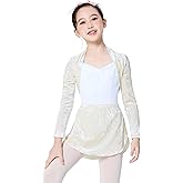 Phoeswan Girls Velvet Ballet Shrug, Kids Long Sleeve Crop Cardigan for Dance, Yoga, Gymnastics, Daily