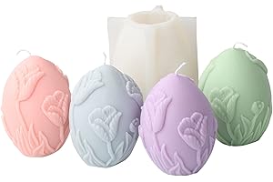 Xidmold 3D Flower Egg Candle Mold Easter Egg Silicone Molds for Fondant, Chocolate, Dessert, Cake Decor, Aromatherapy Candle, Soap, Polymer Clay, Plaster Ornament, Resin Art