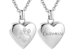 Pet Heart Cremation Jewelry For Ashes For Dog/Cat Paw Stainless Steel Memorial Locket Urn Necklace Paw Print Pet Heart Urn Ne