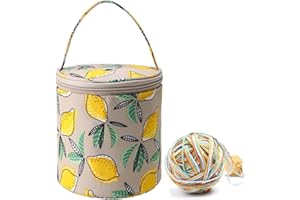 Mdoker Mini Yarn Storage Small Size Yarn Bag for Crocheting with Holes,Empty Round Knitting Tote Bags protable Yarn Holder,Perfect for Travel,Beginner & Crocheter(Yellow Lemon)