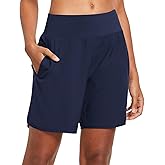 baleaf Womens' 7" Long Running Athletic Shorts with Liner High Waist Workout Gym Quick Dry Soft Split Leg Zipper Pocket