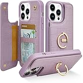 CUSTYPE for iPhone 13 Pro Max Wallet Case with Card Holder,Ring Holder Kickstand Card Slots,Luxury Leather Case with Wallet for Women and Girls for iPhone 13Pro Max 6.7"-Purple