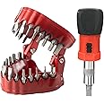 Magoog Denture Drill Bit Holder,Magoog Gag Gift for Dentist,3D Sculpture Desk Decor,1/4” Hex Bit Screwdriver,2-in-1 Screwdriver& Desk Gadget,Magnetic Gums with 28PCS Bits,Red