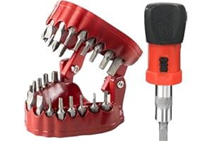 Magoog Denture Drill Bit Holder, 3D Sculpture Desk Decor, 1/4” Hex Bit Screwdriver, 2-in-1 Practical Screwdriver& Desk Gadget