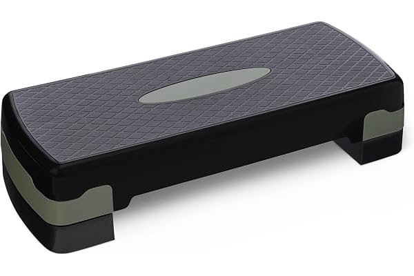 Amazon Basics Aerobic Exercise Step Platform, Adjustable Workout Stepper At Home, 68.58cm, Black/Grey
